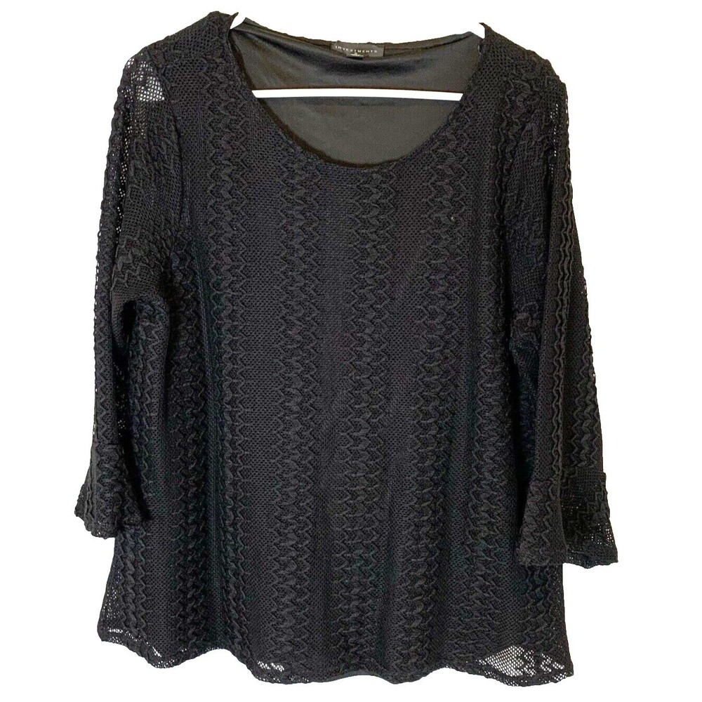 Investments II Lace Overlay Tunic 1X Fully Lined Black Formal Gothcore Witchy